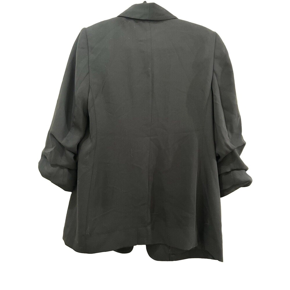 Chicos Sz 0 Womens Sz 4 Blazer Business Soft Ruched 3/4 Sleeve Black NWT Lining - Picture 2 of 8